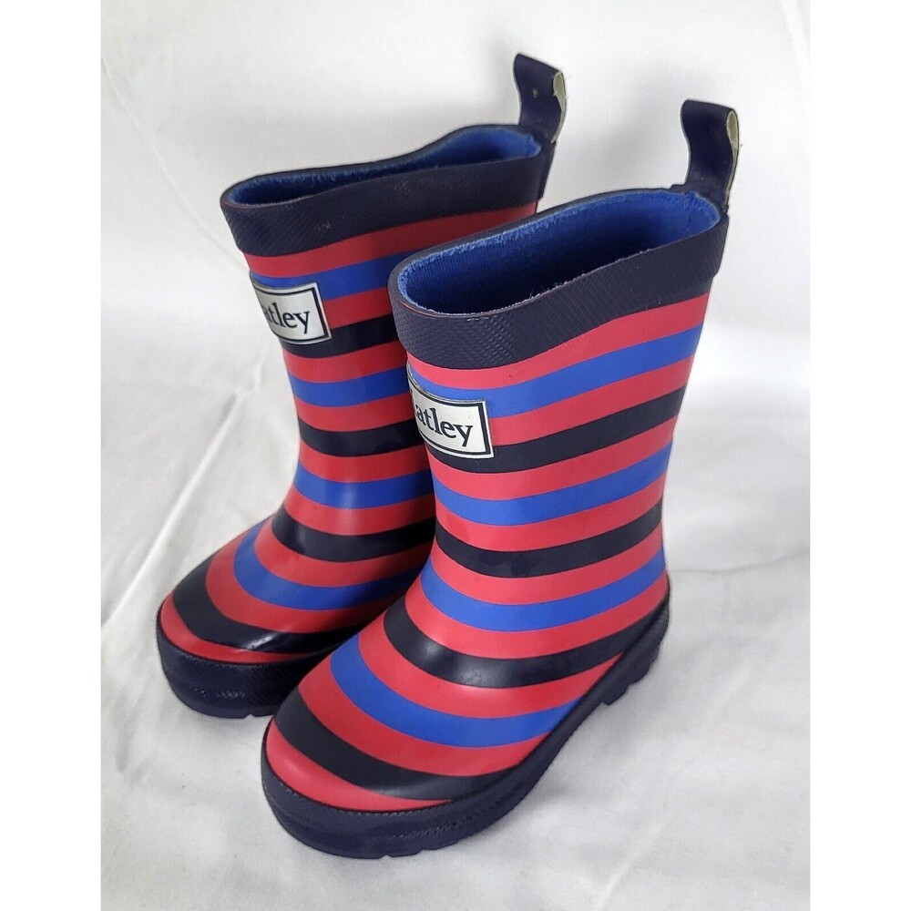 Hatley Rain Boots Boys Toddler 5 Red & Blue Stripes